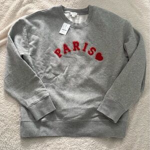 J. Crew Gray Sweatshirt with Paris and red heart